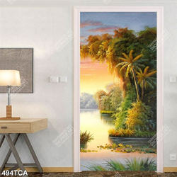 Tranh sơn dầu hoa sen trên con sông đẹp in uv