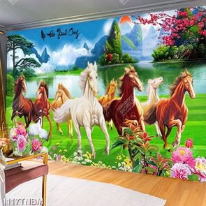 Tranh mã đáo thành công khổ ngang lớn chất lượng cao