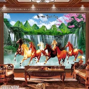 Tranh tranh mã đáo thành công decor phòng khách nghệ thuật