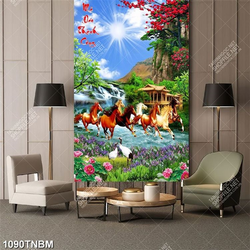 Tranh phong thủy mã đáo thành công file gốc in kính