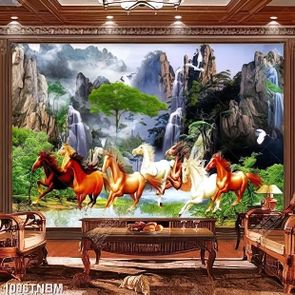 Tranh sơn thủy decor mã đáo thành công