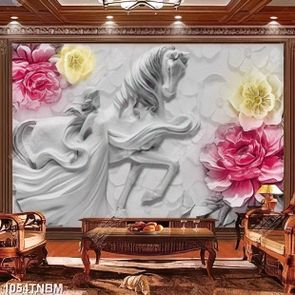 Tranh tranh đá bạch mã và cô gái nghệ thuật