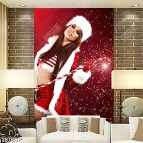 Tranh nghệ thuật treo spa cô người mẫu noel xinh đẹp