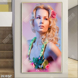 Tranh spa người đẹp với bông hồng cài tóc