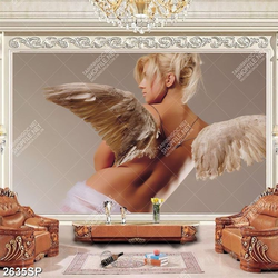 Tranh cô gái mang đôi cánh chím treo spa