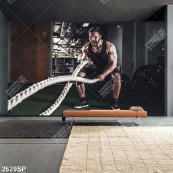 Tranh spa chàng trai gồng mình tập luyện