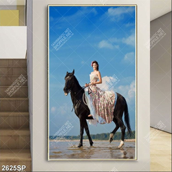 Tranh cô nàng xinh đẹp cưỡi ngựa treo tường spa
