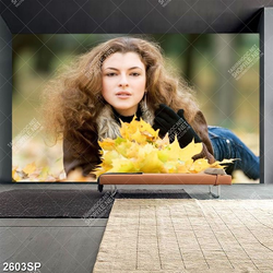 Tranh spa người đẹp bên lá vàng mùa thu