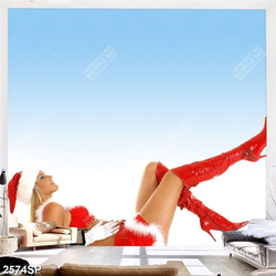 Tranh spa người đẹp mặc trang phục noel gợi cảm