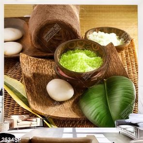 Tranh muối đá xanh spa và đá trắng treo spa