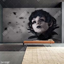 Tranh cô gái hóa thân thành quạ đen ấn tượng treo spa