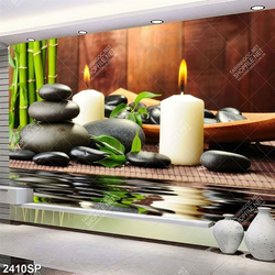 Tranh treo spa ngọn nến và đá đen