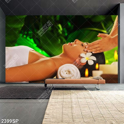 Tranh cô gái nằm mát xa thư giãn in uv treo spa