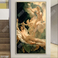 Tranh vẽ thiên thần khỏa thân nghệ thuật treo spa