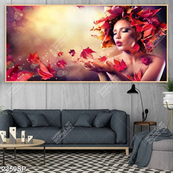 Tranh canvas cô gái mùa thu treo tường spa