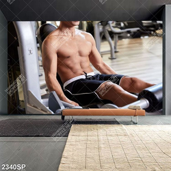 Tranh phong gym chàng trái tập gym khoe body 6 múi