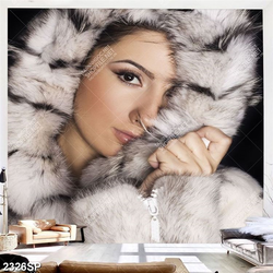 Tranh spa người đẹp mặc áo lông