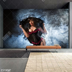 Tranh người mẫu khoe ba vòng sexy treo tường spa