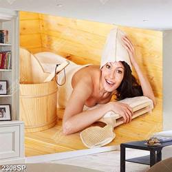 Tranh cô gái nằm trong phòng xông hơi in canvas