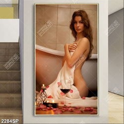 Tranh in canvas cô gái quyến rũ với chiếc khăn trắng che hững hờ treo spa