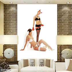 Tranh hai cô nàng đen và trắng treo spa