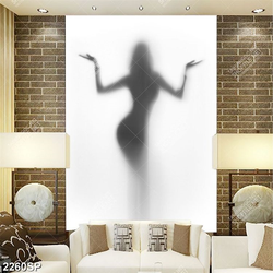 Tranh cô gái sau tấm kính mờ nghệ thuật đen trắng treo spa