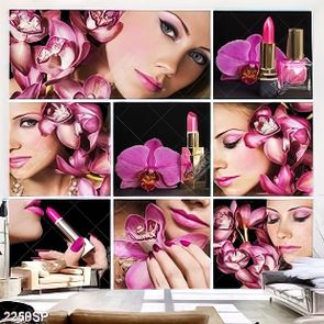 Tranh bộ ghép treo spa người đẹp và hoa lan