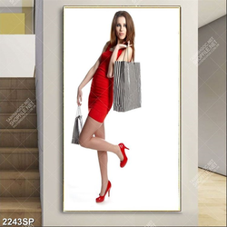 Tranh spa cô nàng váy đỏ xinh đẹp