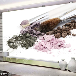 Tranh spa bột phấn và cọ trang điểm