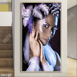Tranh cô người mẫu make up nghệ thuật treo tường spa
