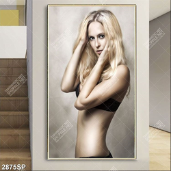 Tranh người đẹp mặc bikini in uv treo spa