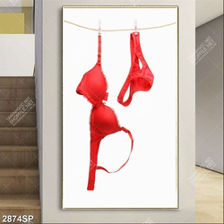 Tranh bộ bồ lót đỏ treo trên dây