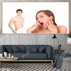 Tranh cô gái và chàng trai bán khỏa thân treo tường spa