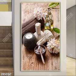 Tranh cành hoa lan và muối đá spa