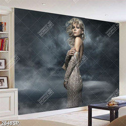 Tranh người đẹp mặc váy hở lưng trần in uv treo spa