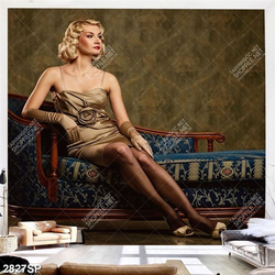 Tranh quý cô xinh đẹp ngồi trên ghế in canvas treo spa