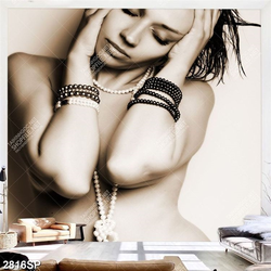 Tranh cô gái bán khỏa thân nghệ thuật in canvas treo spa