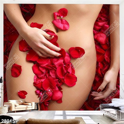 Tranh spa những cánh hoa hồng che đi vòng ba gợi cảm