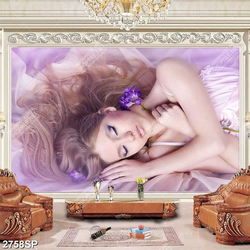 Tranh người đẹp nằm nhắm mắt trang trí tường spa