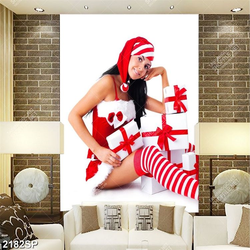 Tranh cô gái bên những hộp quà noel treo tường spa