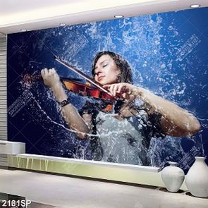 Tranh cô gái chơi đàn violon trong làn nước nghệ thuật treo spa