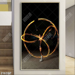 Tranh nghệ thuật cô gái múa lửa treo spa