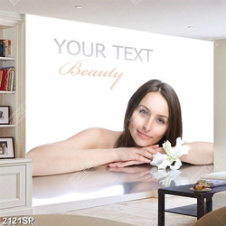 Tranh spa cô gái xinh đẹp bên bông hoa ly trắng