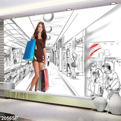 Tranh spa cô nàng mua sắm