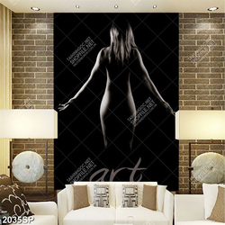 Tranh cô gái khỏa thân nghệ thuật trắng đen treo tường spa