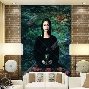 Tranh vẽ cô gái bí ẩn trang trí spa