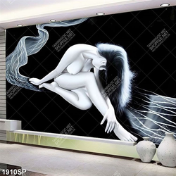 Tranh vẽ người mẫu bán khỏa thân nghệ thuật treo tường spa