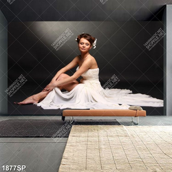 Tranh đẹp treo spa cô gái xinh đẹp với chiếc váy trắng