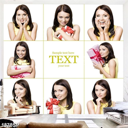 Tranh bộ ghép cô gái xinh đẹp mặc áo váng treo spa