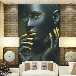 Tranh spa file psd người mẫu make up ấn tượng vàng đen